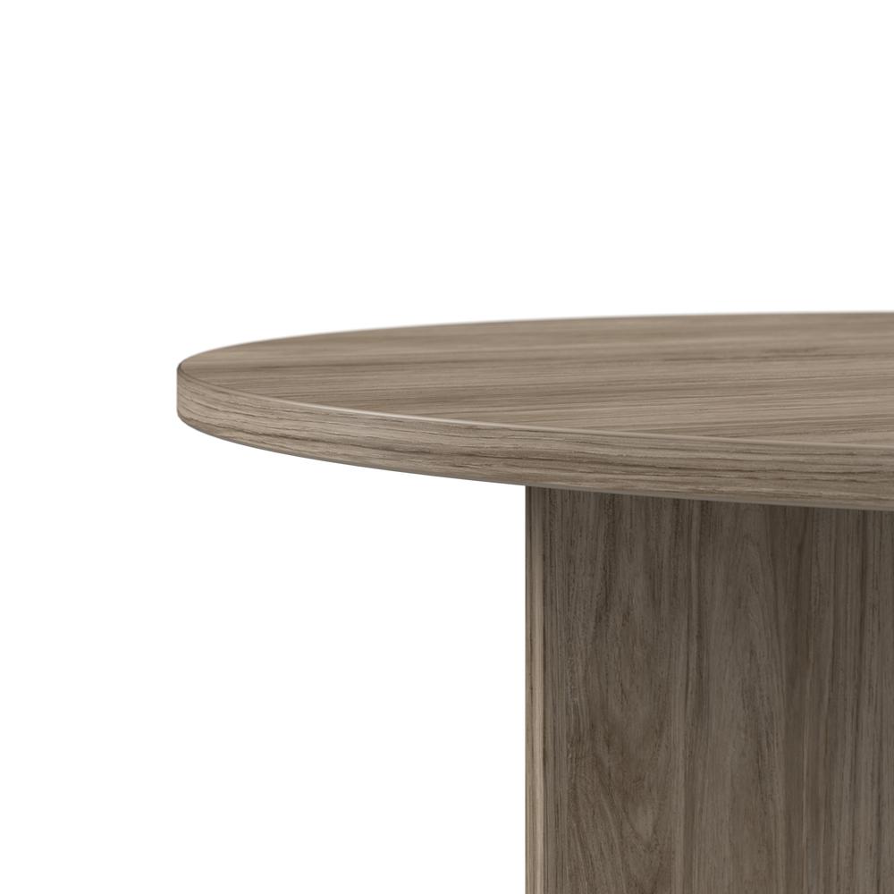 42W Round Conference Table with Wood Base in Modern Hickory. Picture 2