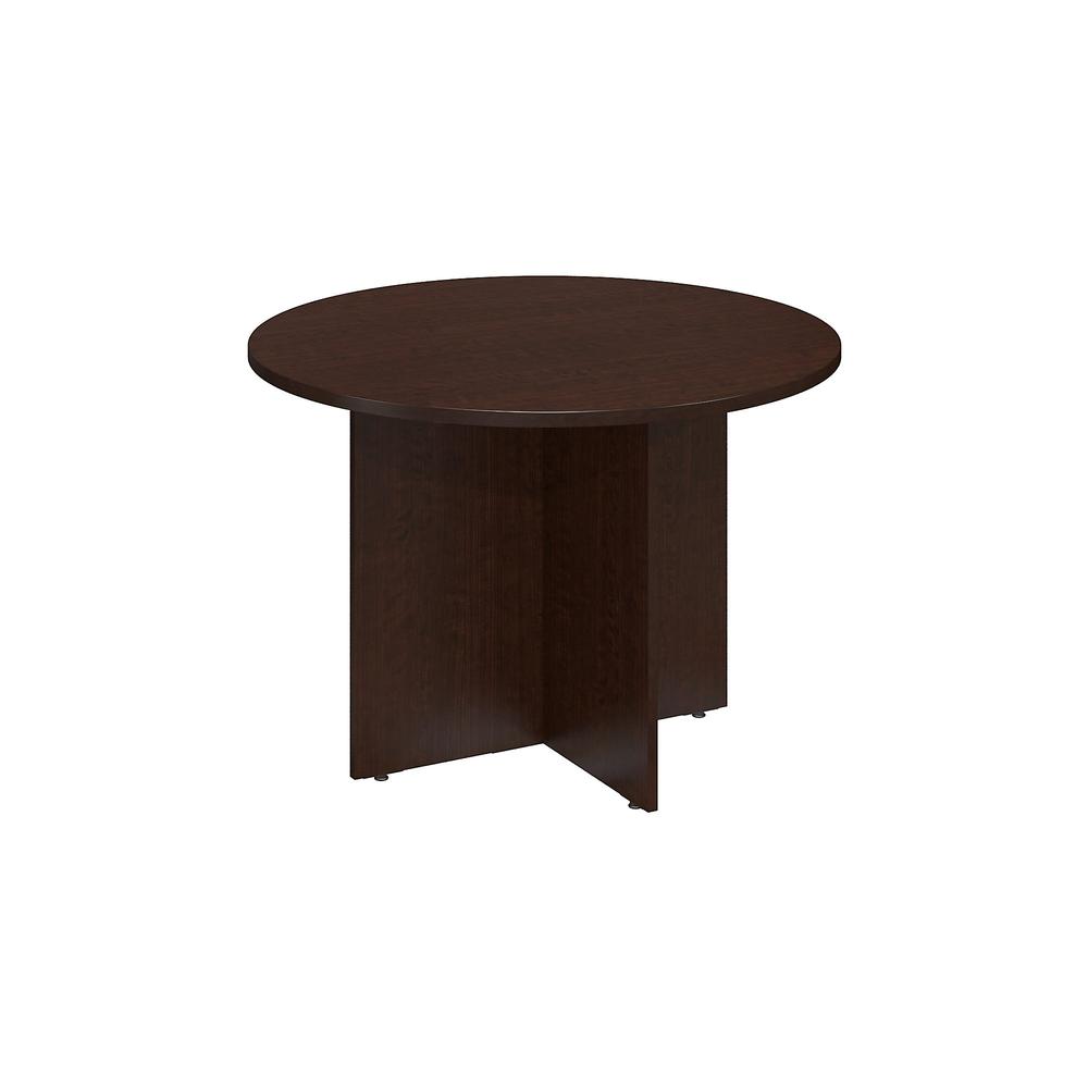 Bush Business Furniture 42W Round Conference Table with Wood Base in Mocha Cherry. Picture 1