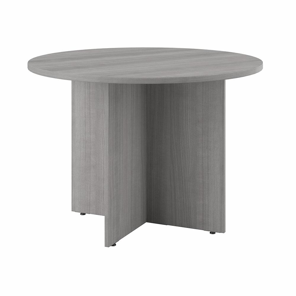 Bush Business Furniture 42W Round Conference Table with Wood Base in Platinum Gray. Picture 1