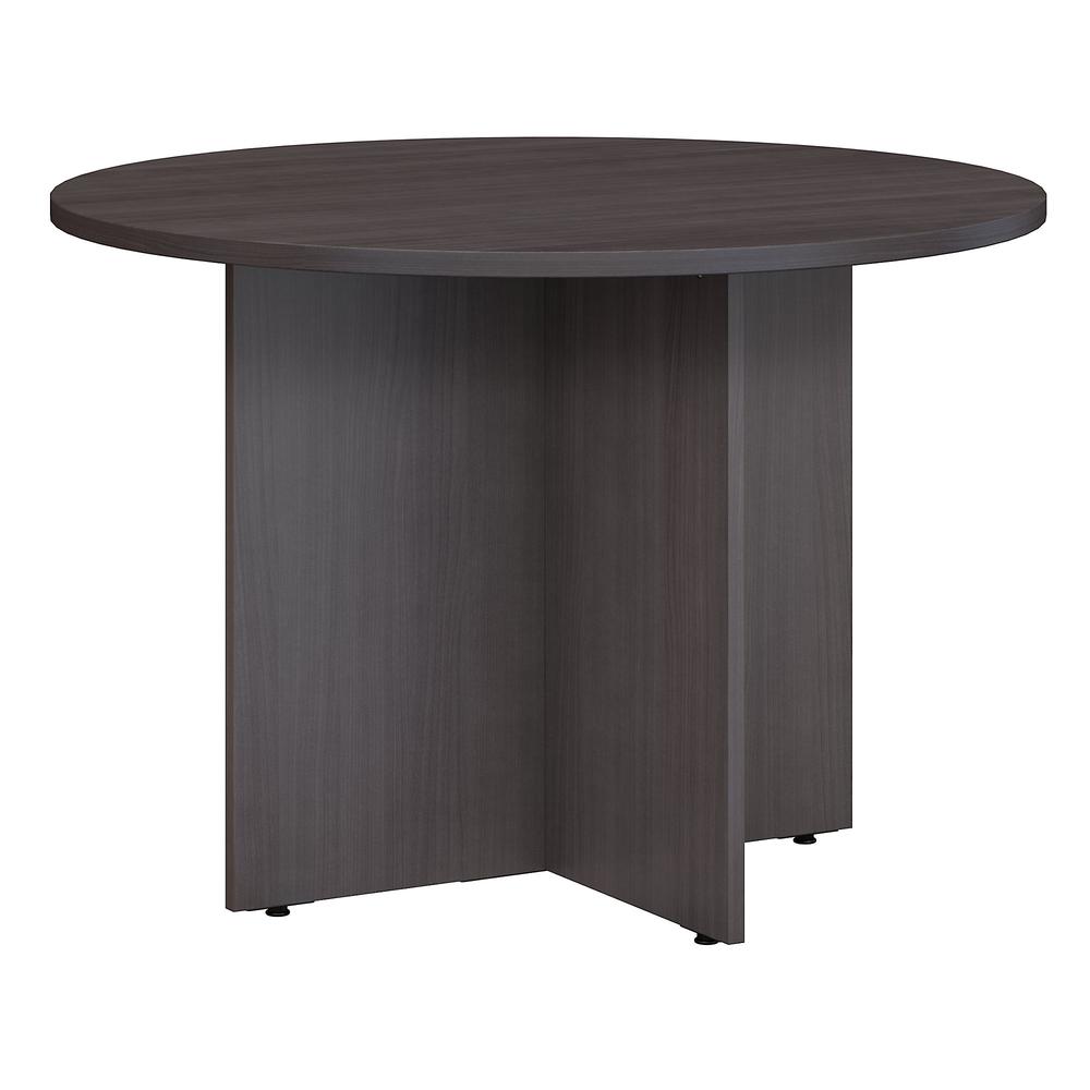 Bush Business Furniture 42W Round Conference Table with Wood Base in Storm Gray. Picture 1