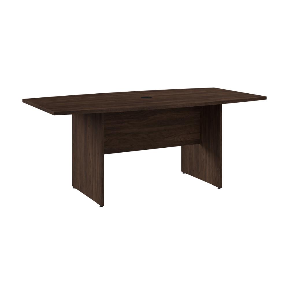 72W x 36D Boat Shaped Conference Table with Wood Base in Black Walnut. Picture 1