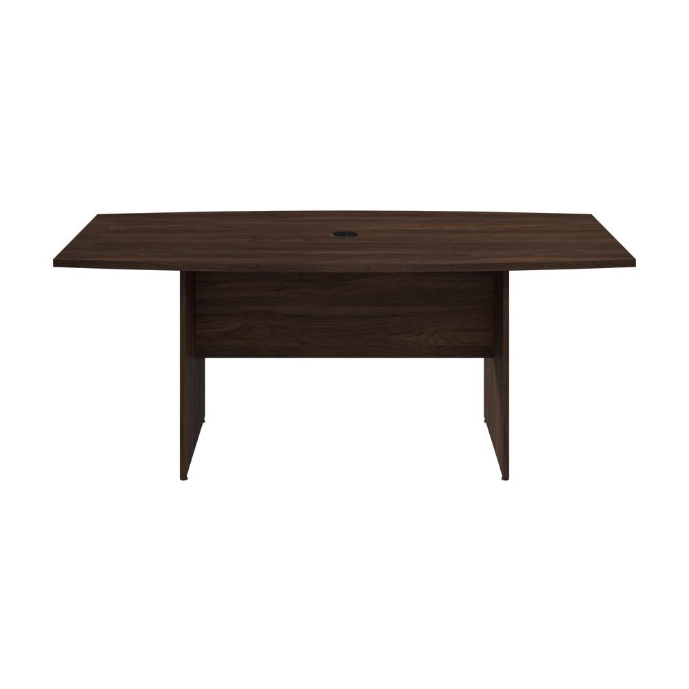 72W x 36D Boat Shaped Conference Table with Wood Base in Black Walnut. Picture 2