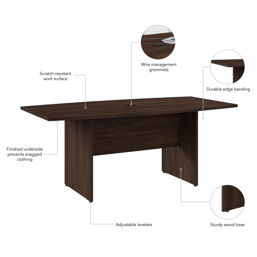 72W x 36D Boat Shaped Conference Table with Wood Base in Black Walnut. Picture 5