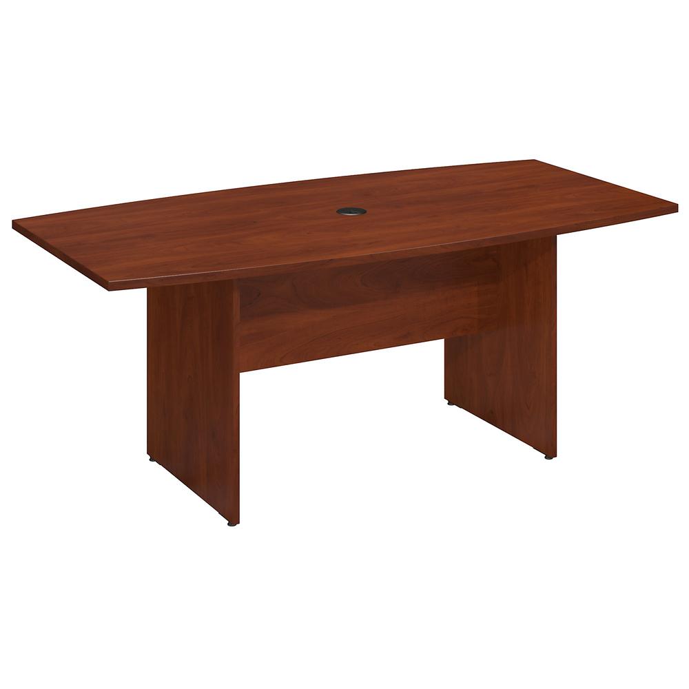 Bush Business Furniture 72W x 36D Boat Shaped Conference Table with Wood Base, Hansen Cherry. Picture 1