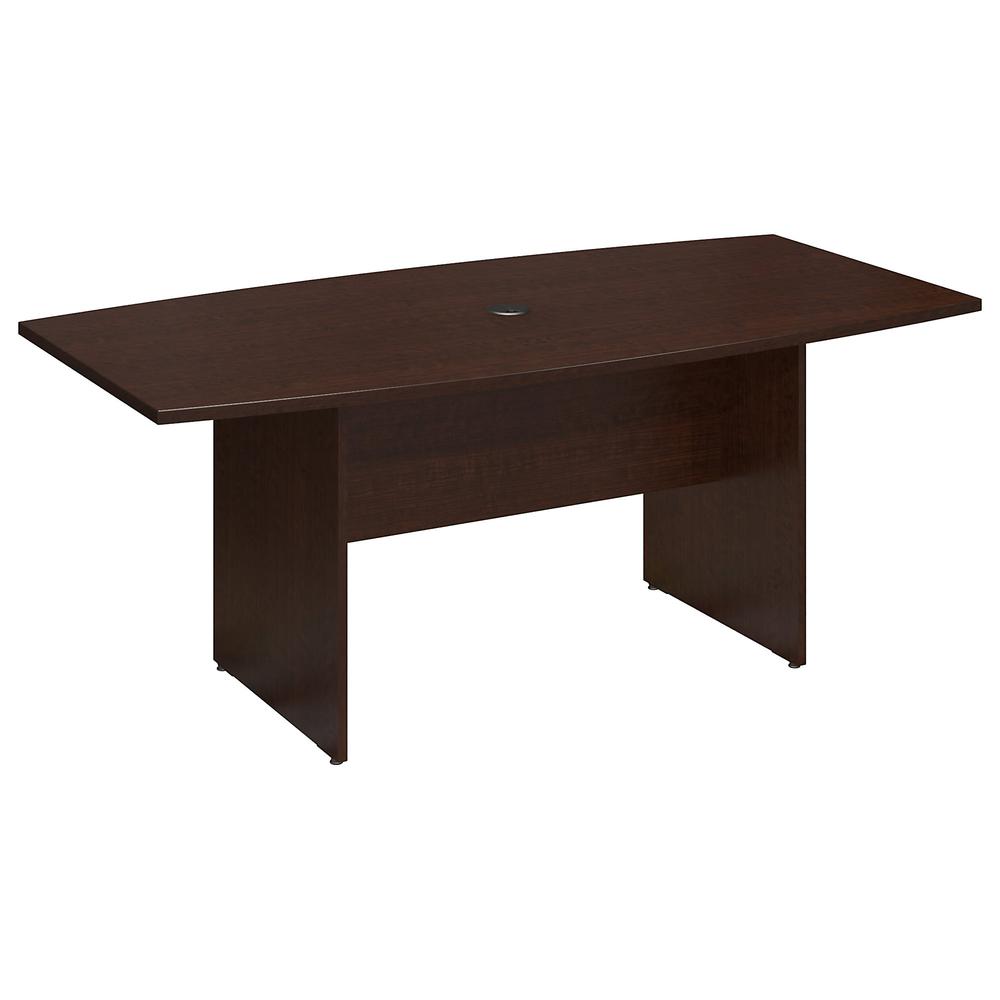 Bush Business Furniture 72W x 36D Boat Shaped Conference Table with Wood Base, Mocha Cherry. Picture 1