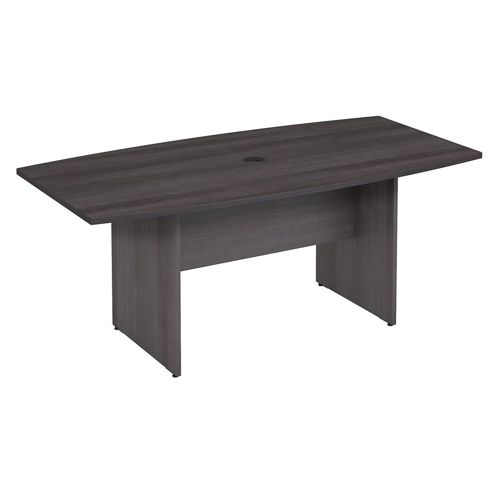 Bush Business Furniture 72W x 36D Boat Shaped Conference Table with Wood Base, Storm Gray. Picture 1