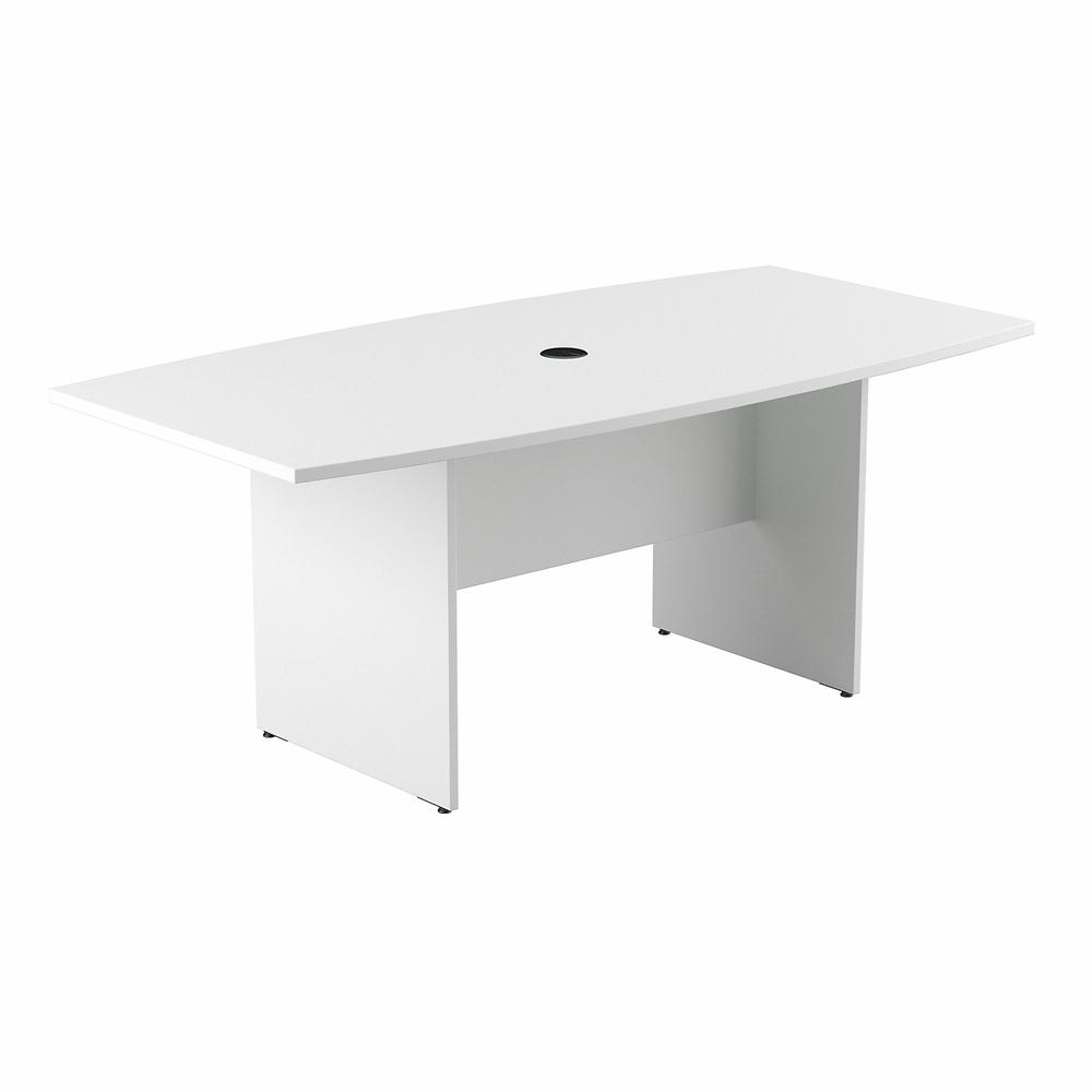 Bush Business Furniture 72W x 36D Boat Shaped Conference Table with Wood Base, White. Picture 1