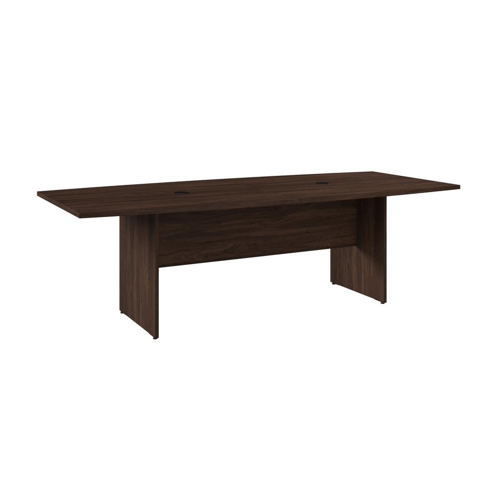 96W x 42D Boat Shaped Conference Table with Wood Base in Black Walnut. Picture 1