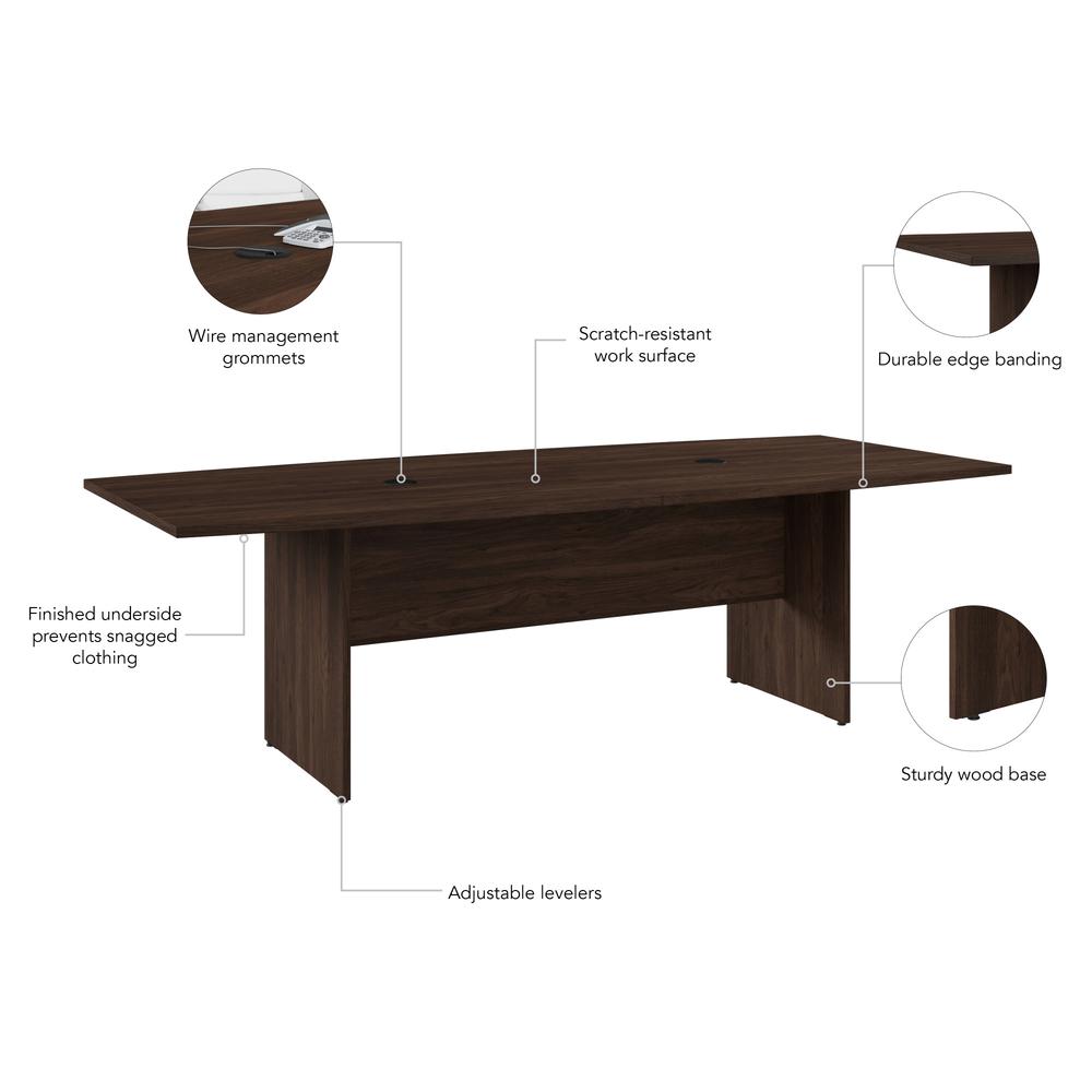96W x 42D Boat Shaped Conference Table with Wood Base in Black Walnut. Picture 5