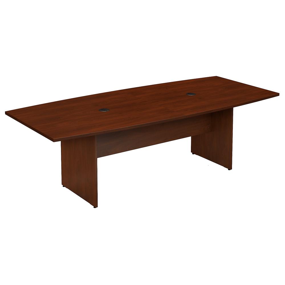Bush Business Furniture 96W x 42D Boat Shaped Conference Table with Wood Base, Hansen Cherry. Picture 1
