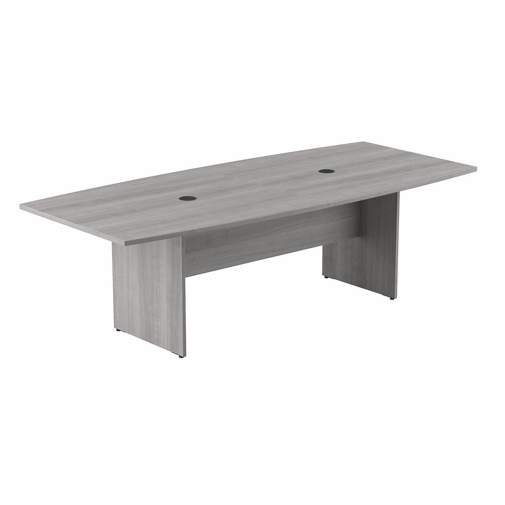 Bush Business Furniture 96W x 42D Boat Shaped Conference Table with Wood Base, Platinum Gray. Picture 1