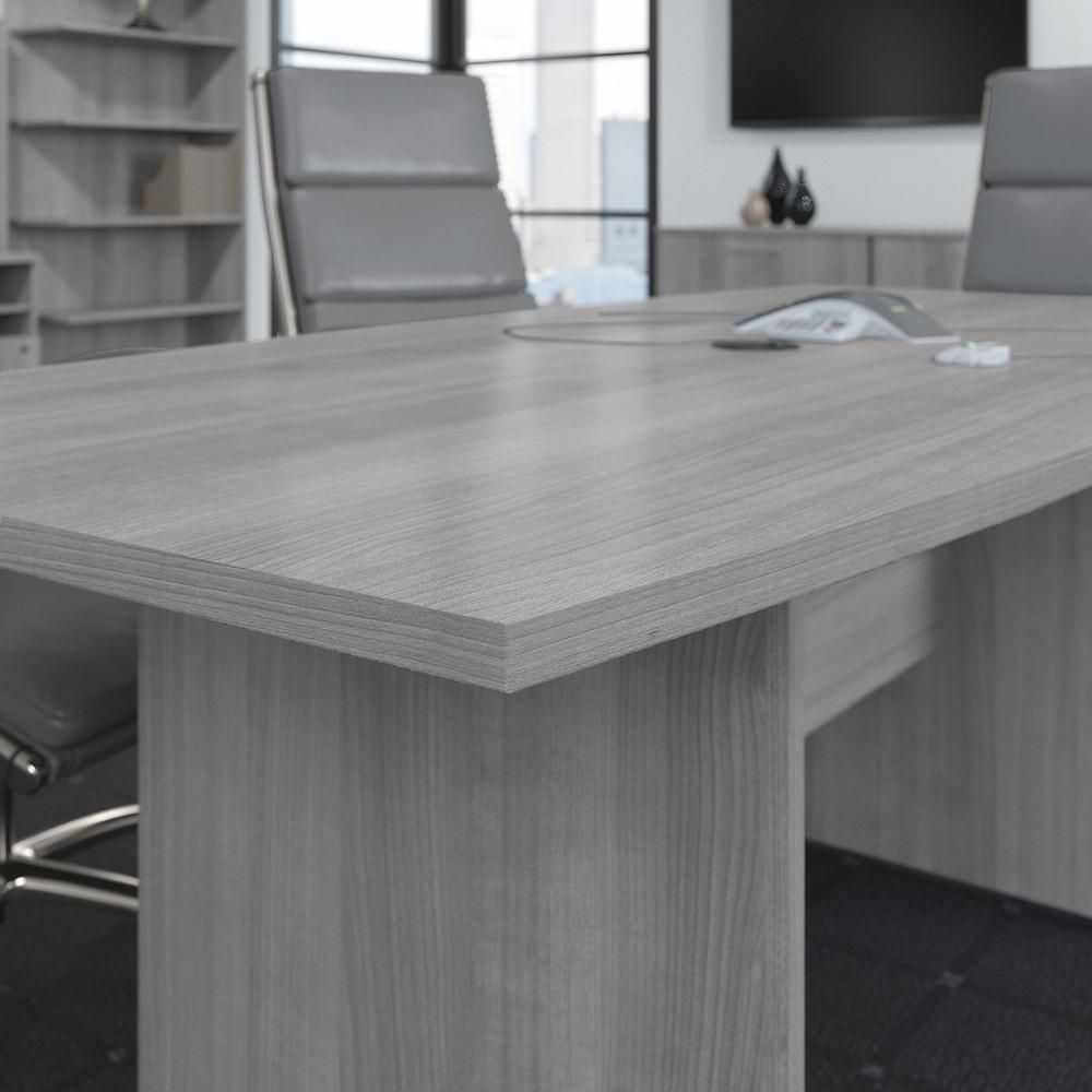 Bush Business Furniture 96W x 42D Boat Shaped Conference Table with Wood Base, Platinum Gray. Picture 5