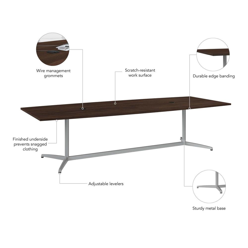 120W x 48D Boat Shaped Conference Table with Metal Base in Black Walnut. Picture 4