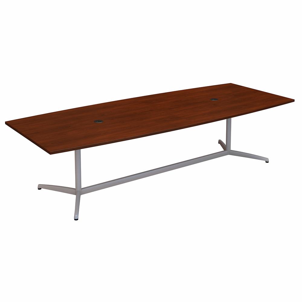 Bush Business Furniture 120W x 48D Boat Shaped Conference Table with Metal Base, Hansen Cherry. Picture 1