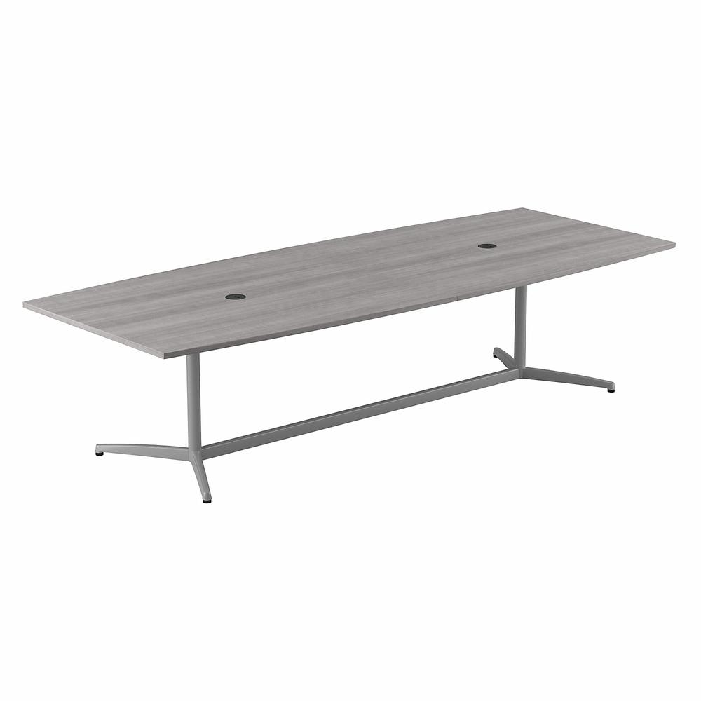 Bush Business Furniture 120W x 48D Boat Shaped Conference Table with Metal Base, Platinum Gray. Picture 1