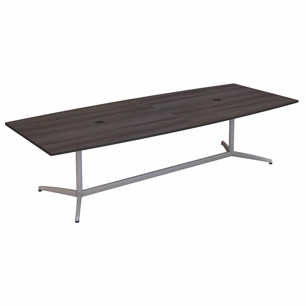 Bush Business Furniture 120W x 48D Boat Shaped Conference Table with Metal Base, Storm Gray. Picture 1