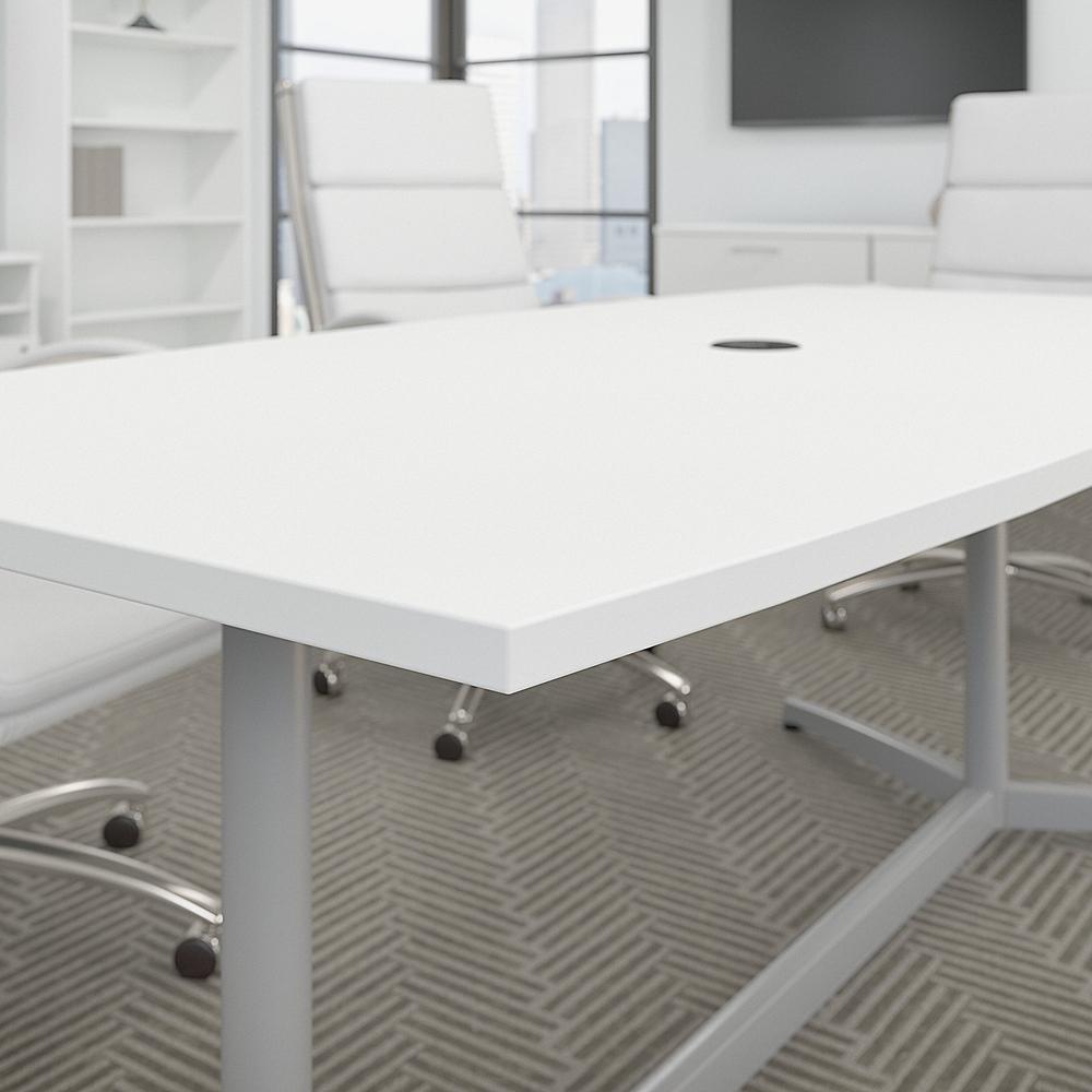 Bush Business Furniture 120W x 48D Boat Shaped Conference Table with Metal Base, White. Picture 5