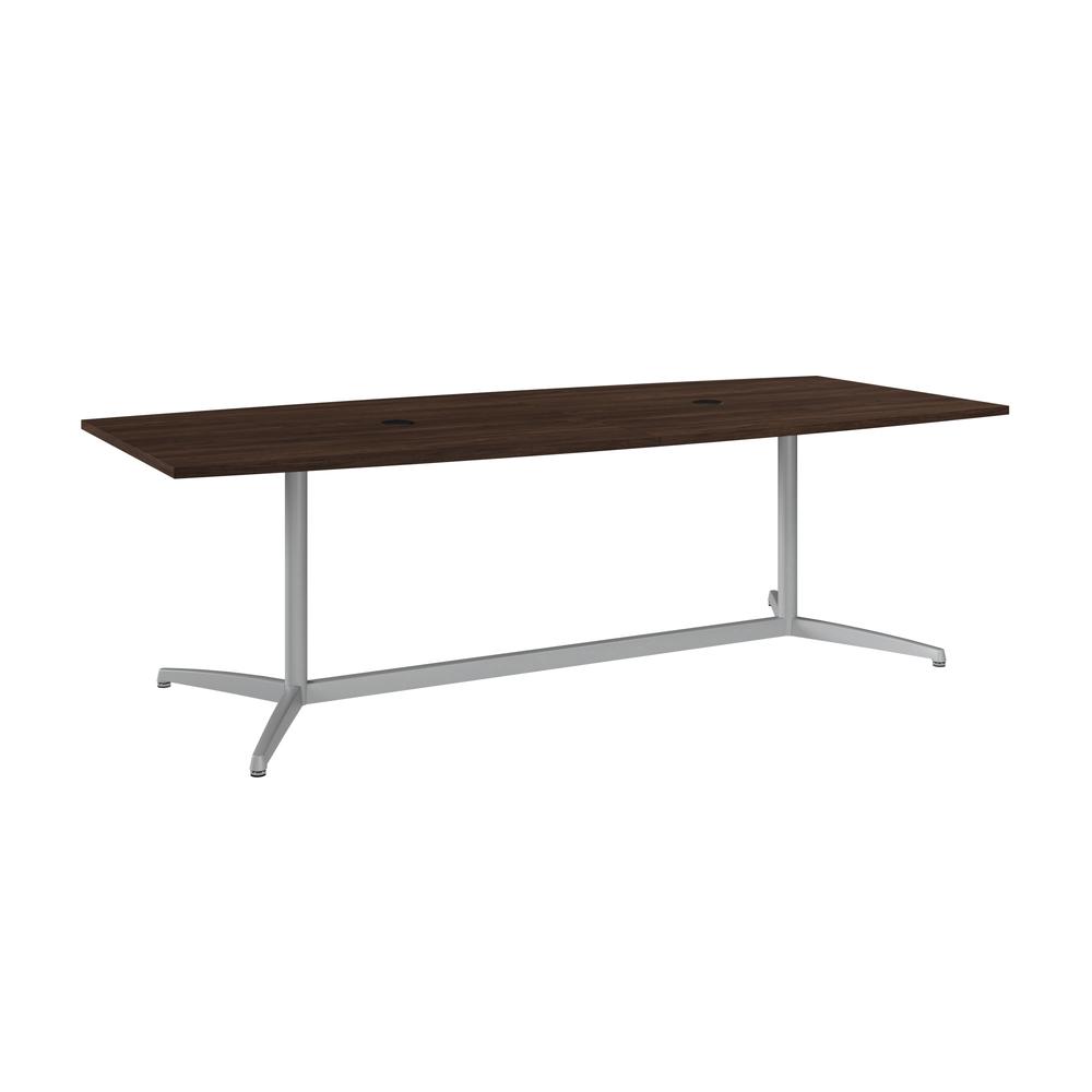 96W x 42D Boat Shaped Conference Table with Metal Base in Black Walnut. Picture 2