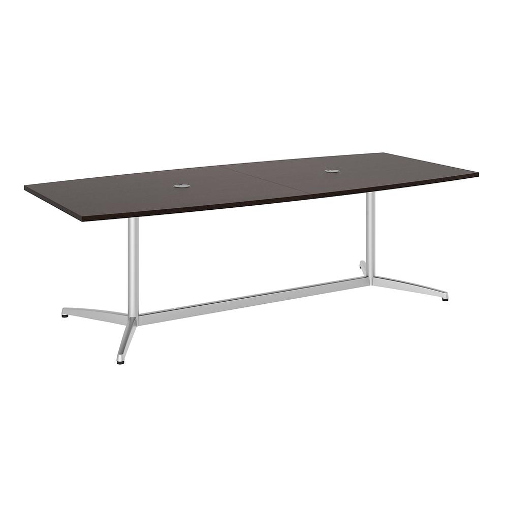 Bush Business Furniture 96W x 42D Boat Shaped Conference Table with Metal Base, Mocha Cherry/Silver. Picture 1