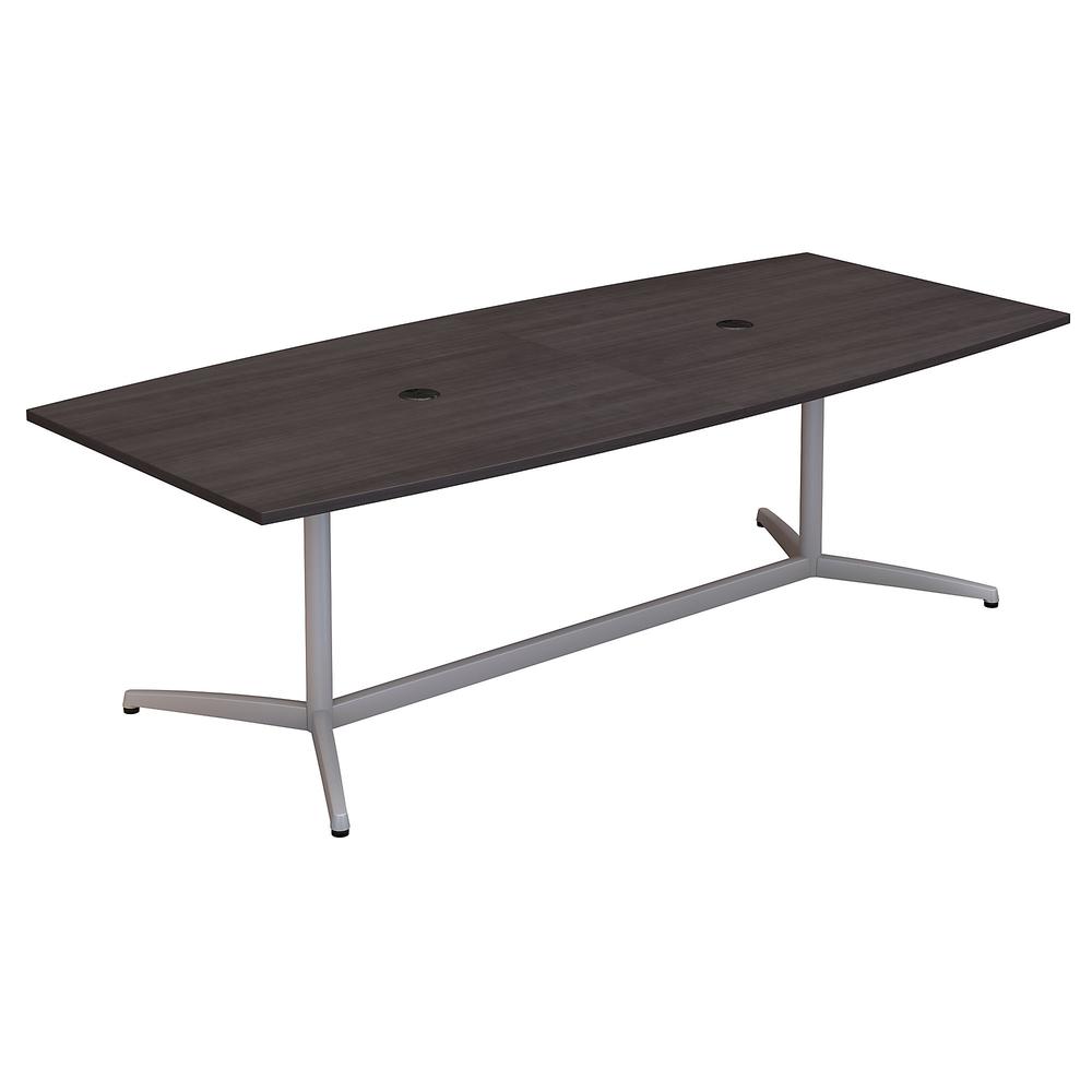 Bush Business Furniture 96W x 42D Boat Shaped Conference Table with Metal Base, Storm Gray. Picture 1