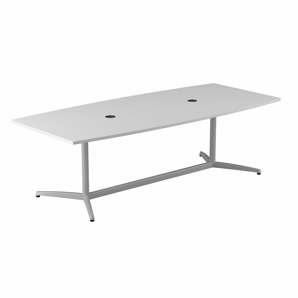 Bush Business Furniture 96W x 42D Boat Shaped Conference Table with Metal Base, White. Picture 1
