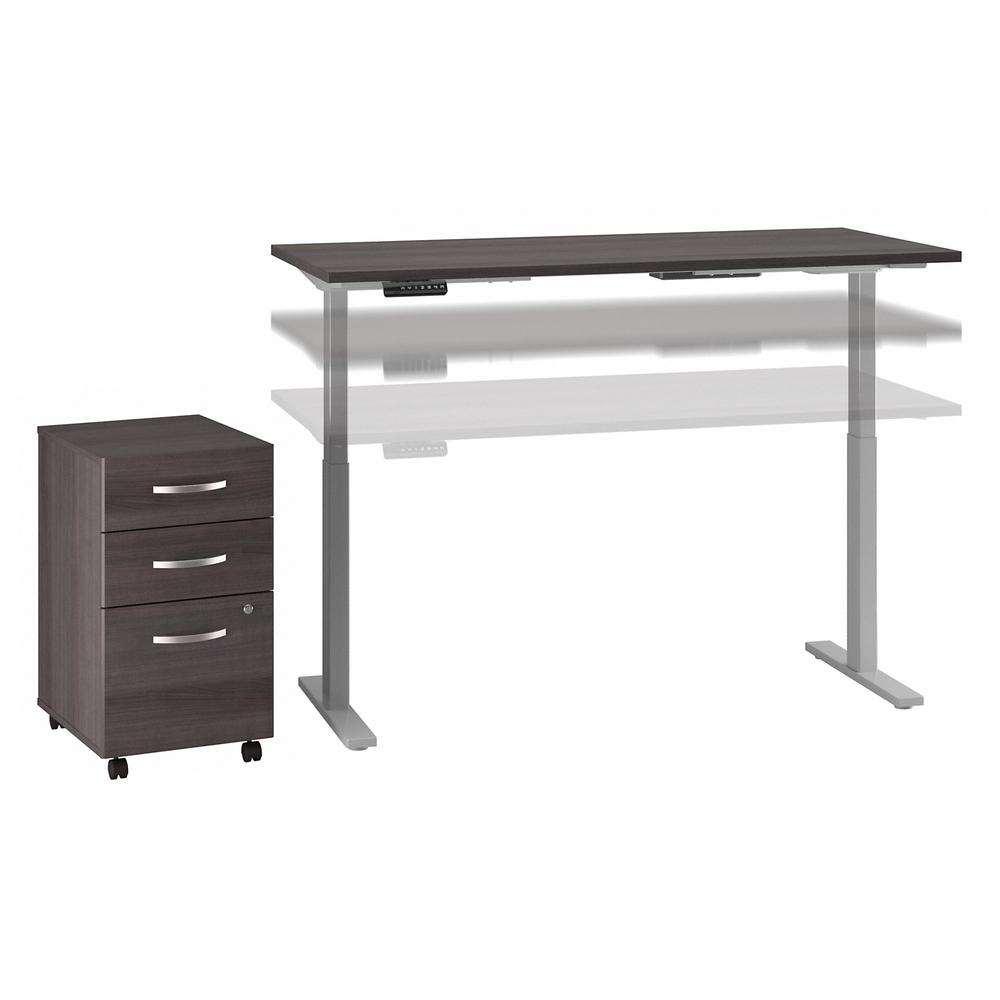 Move 60 Series by 60W x 30D Height Adjustable Standing Desk with Storage, Storm Gray/Cool Gray Metallic. Picture 1