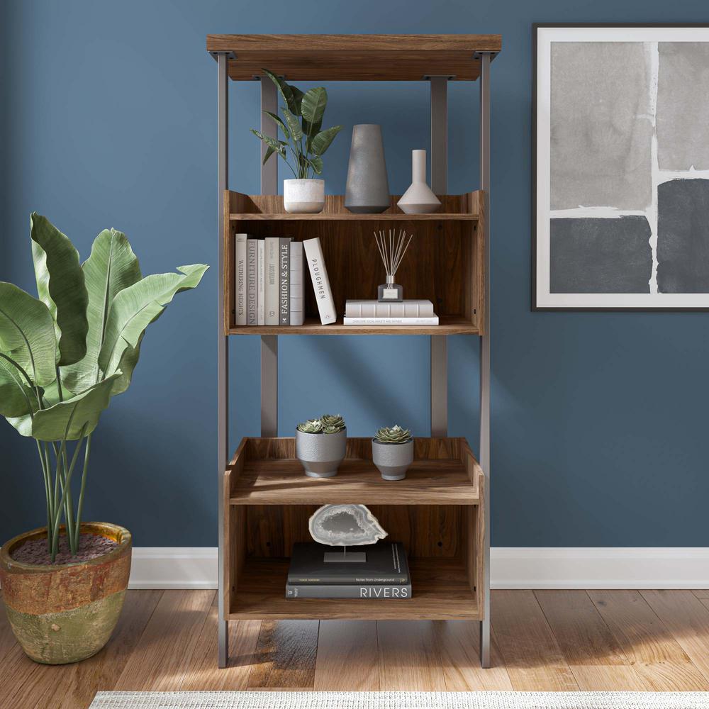 Architect 4 Shelf Bookcase in Modern Walnut. Picture 7
