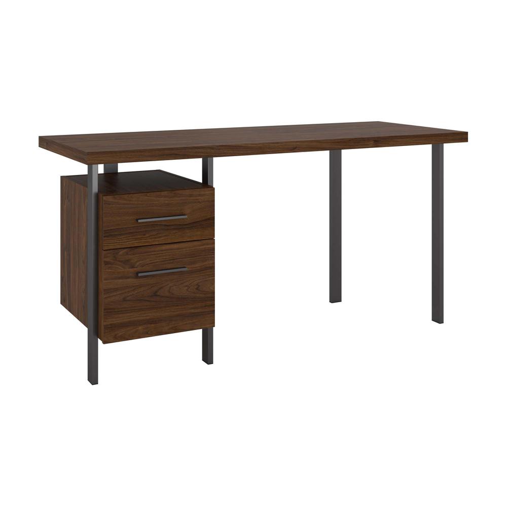 Architect 60W Writing Desk with Drawers in Modern Walnut. Picture 1