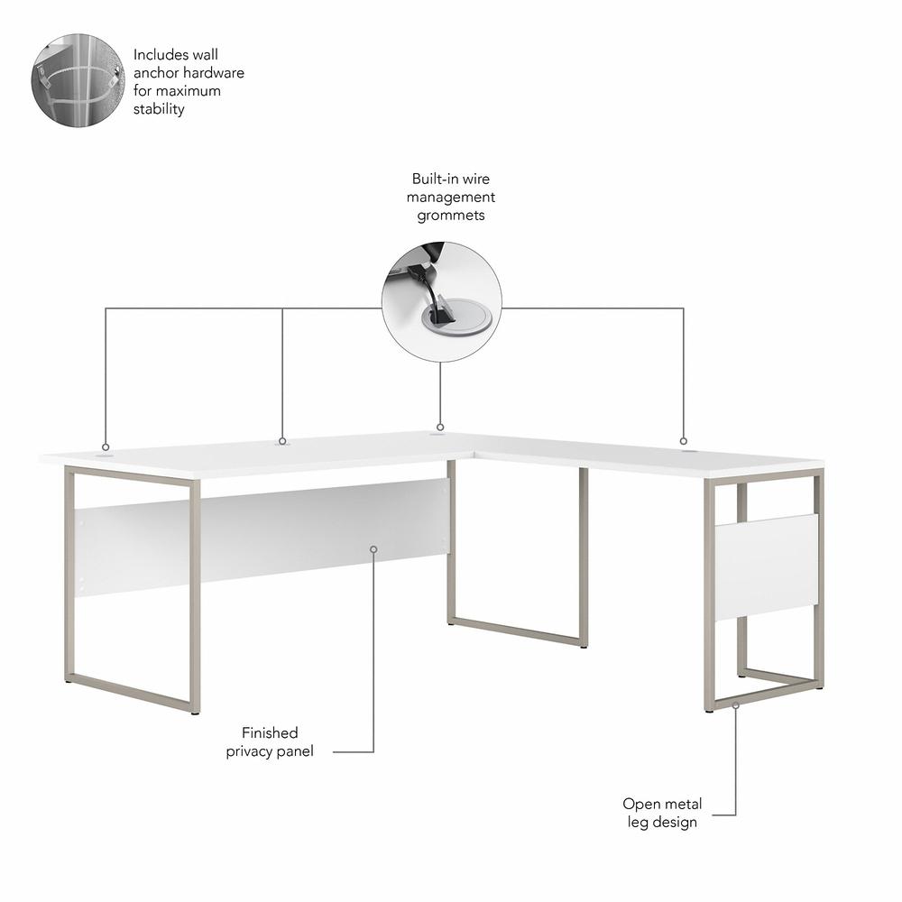 Bush Business Furniture Hybrid 72W x 36D L Shaped Table Desk with 3 Drawer Mobile File Cabinet - White/White. Picture 3