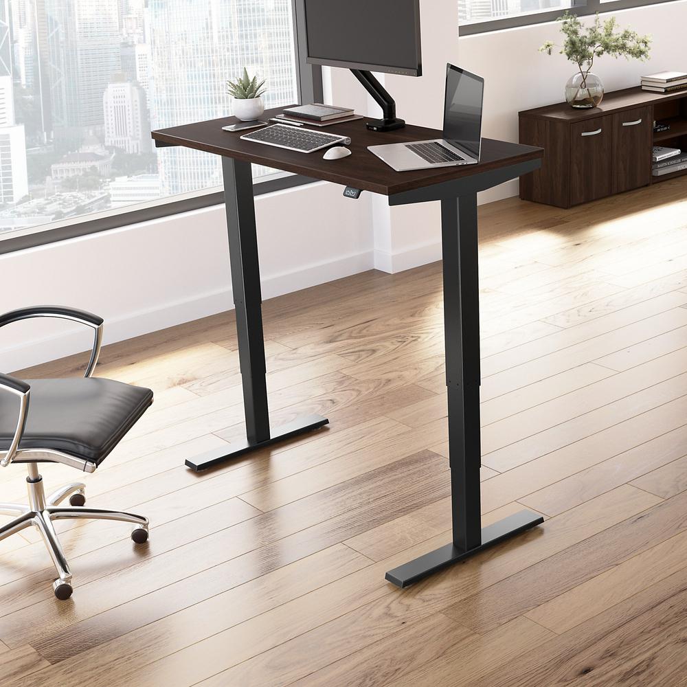 Move 40 Series by Bush Business Furniture 48W x 24D Electric Height Adjustable Standing Desk Black Walnut/Black Powder Coat. Picture 2