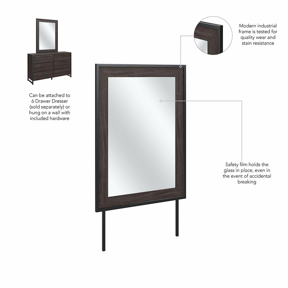 kathy ireland® Home by Bush Furniture Atria Bedroom Mirror in Charcoal Gray. Picture 4