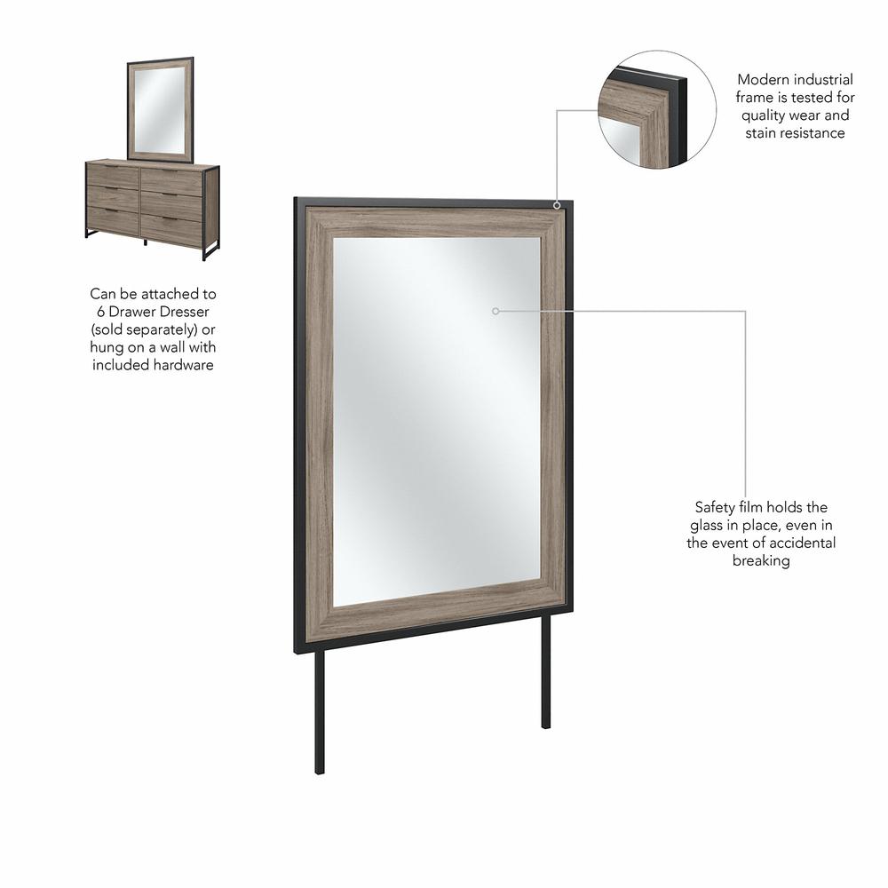 kathy ireland® Home by Bush Furniture Atria Bedroom Mirror in Modern Hickory. Picture 2