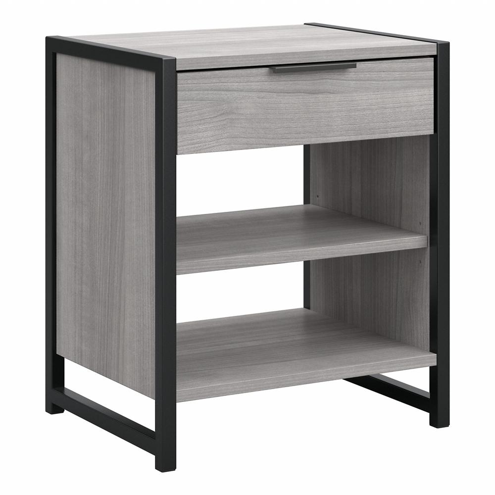 kathy ireland® Home by Bush Furniture Atria Small Nightstand with Drawer and Shelves in Platinum Gray. The main picture.