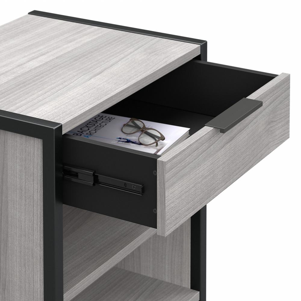 kathy ireland® Home by Bush Furniture Atria Small Nightstand with Drawer and Shelves in Platinum Gray. Picture 6