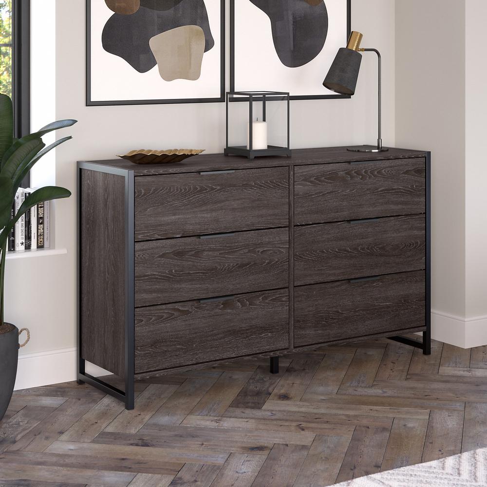 kathy ireland® Home by Bush Furniture Atria 6 Drawer Dresser in Charcoal Gray. Picture 2