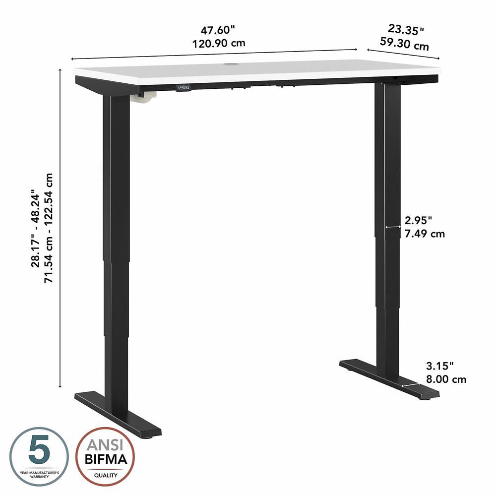 Move 40 Series by Bush Business Furniture 48W x 24D Electric Height Adjustable Standing Desk White/Black Powder Coat. Picture 6