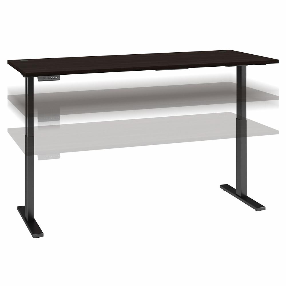 Move 60 Series by 72W x 30D Height Adjustable Standing Desk, Black Walnut/Black Powder Coat. Picture 1