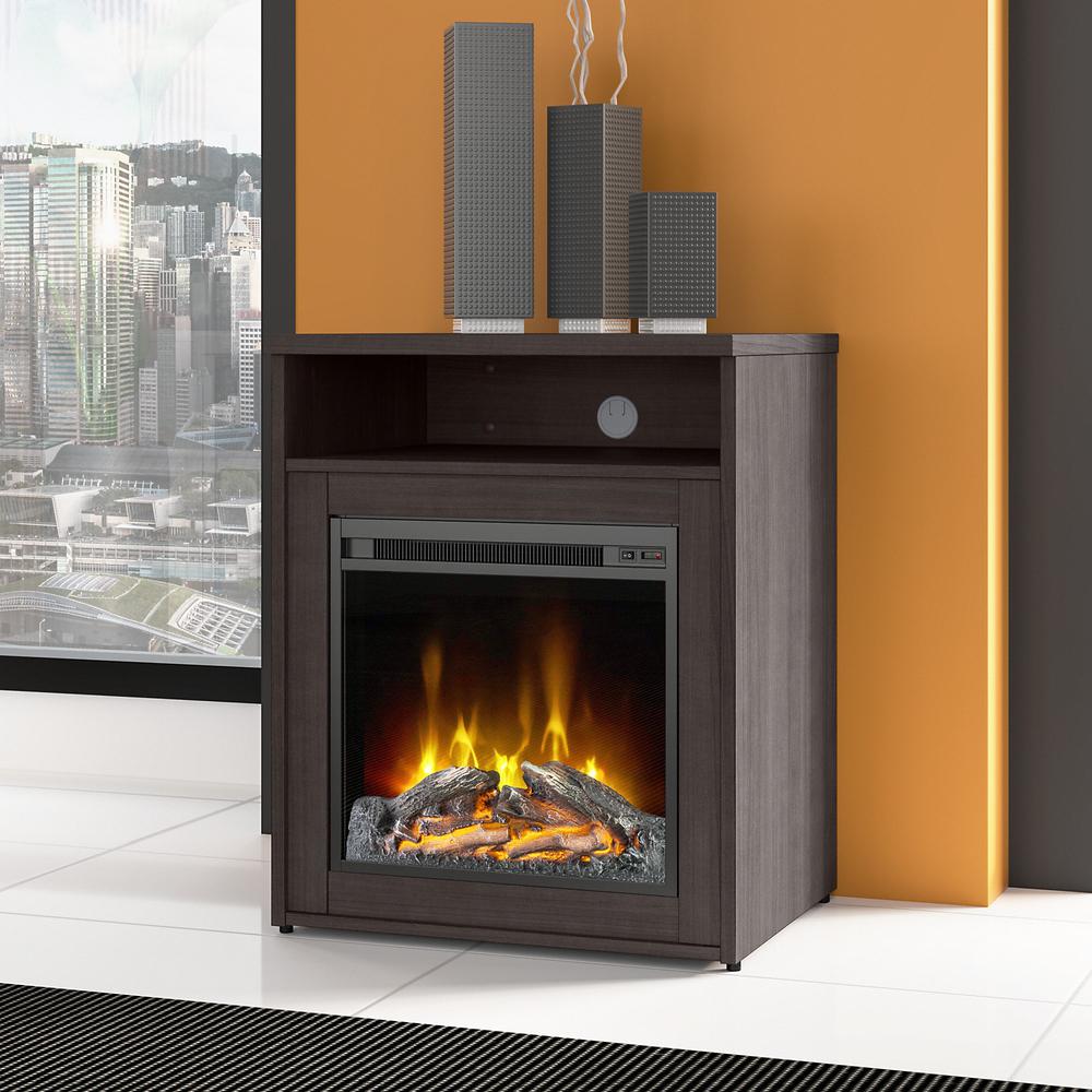 Bush Business Furniture 400 Series 24W Electric Fireplace with Shelf - Storm Gray. Picture 2
