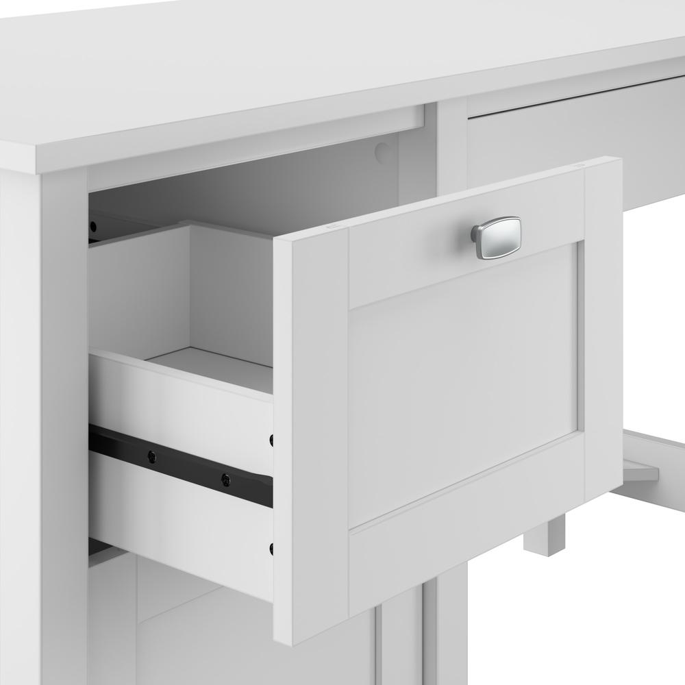 Broadview 54W Computer Desk with Drawers and Desktop Organizer in Pure White. Picture 8