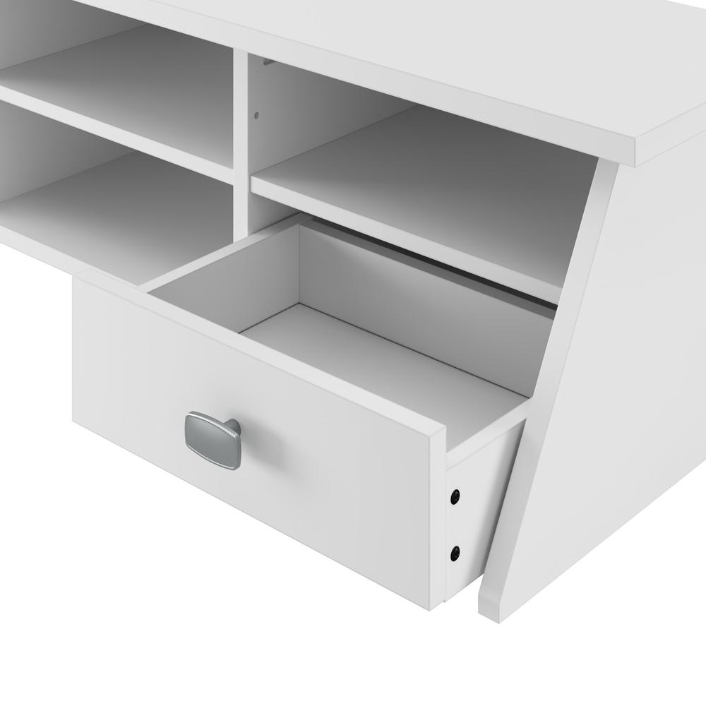 Broadview 54W Computer Desk with Drawers and Desktop Organizer in Pure White. Picture 9
