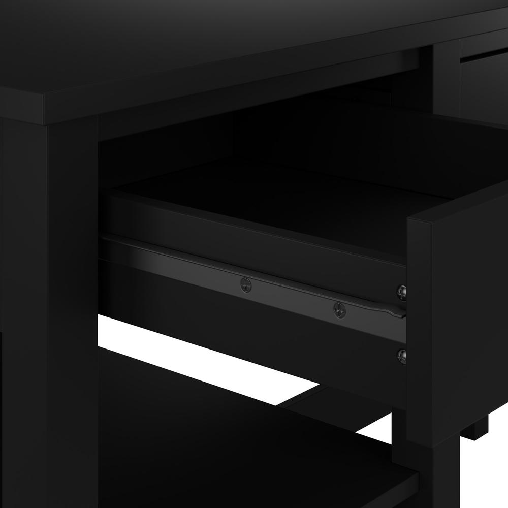 60W L Shaped Computer Desk with Storage and Desktop Organizer in Classic Black. Picture 2