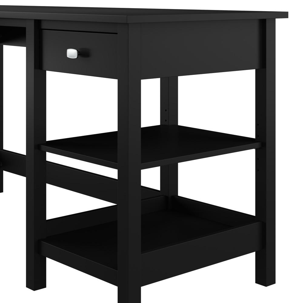 60W L Shaped Computer Desk with Storage and Desktop Organizer in Classic Black. Picture 5