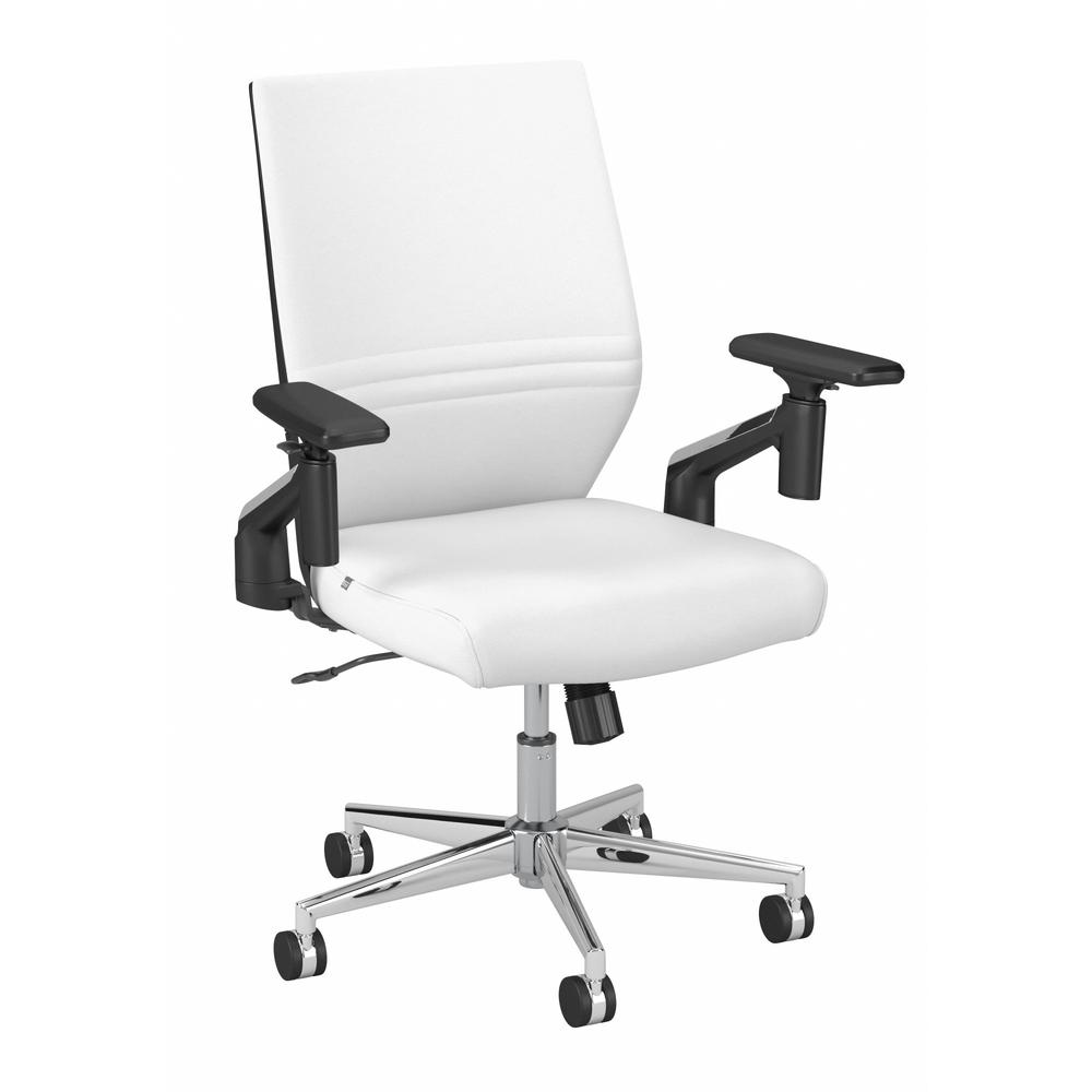 Bush Furniture Broadview Mid Back Leather Office Chair in White. Picture 1