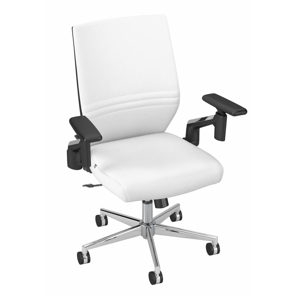 Bush Furniture Broadview Mid Back Leather Office Chair in White. Picture 2