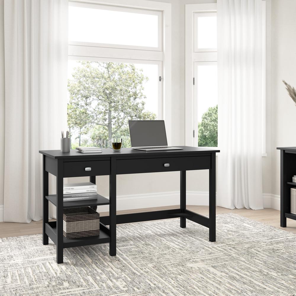 Bush Furniture Broadview 54W Computer Desk with Shelves in Classic Black. Picture 8