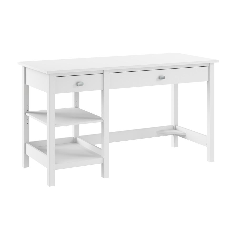 Broadview 54W Computer Desk with Shelves in Pure White. Picture 1