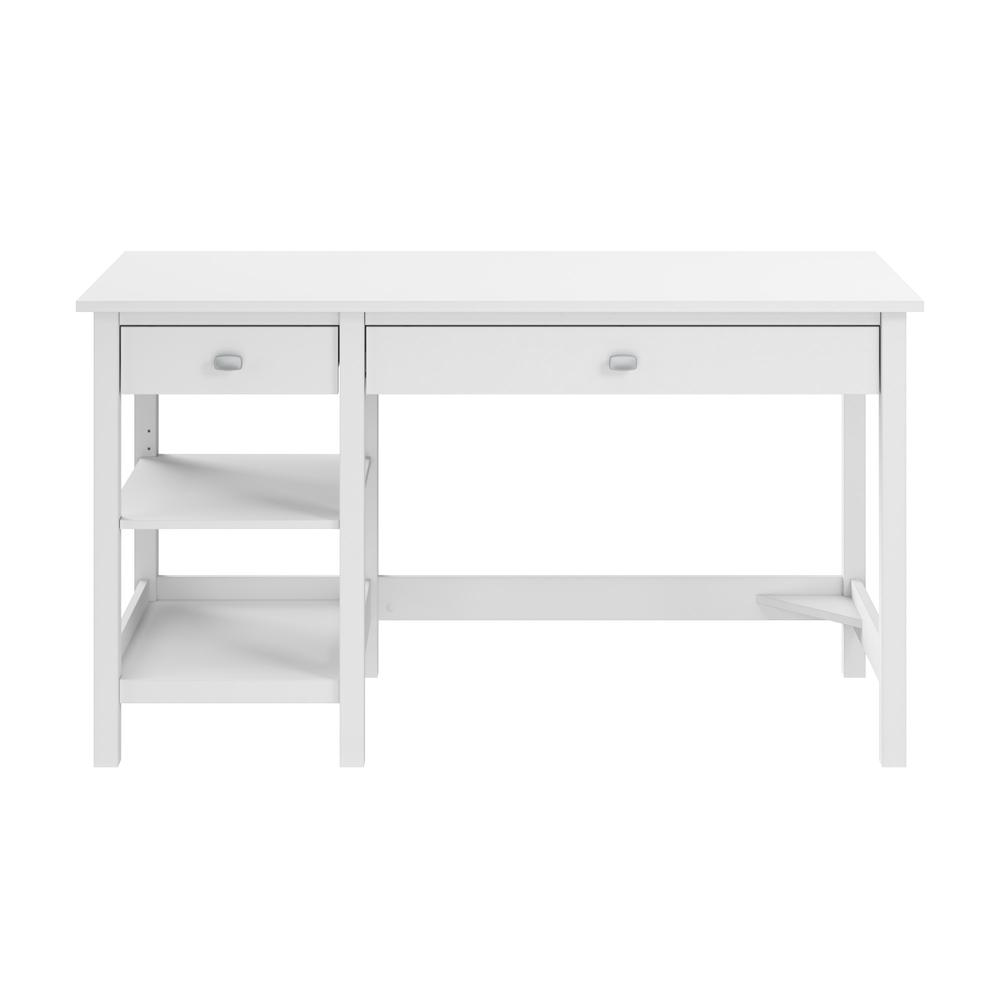 Broadview 54W Computer Desk with Shelves in Pure White. Picture 2