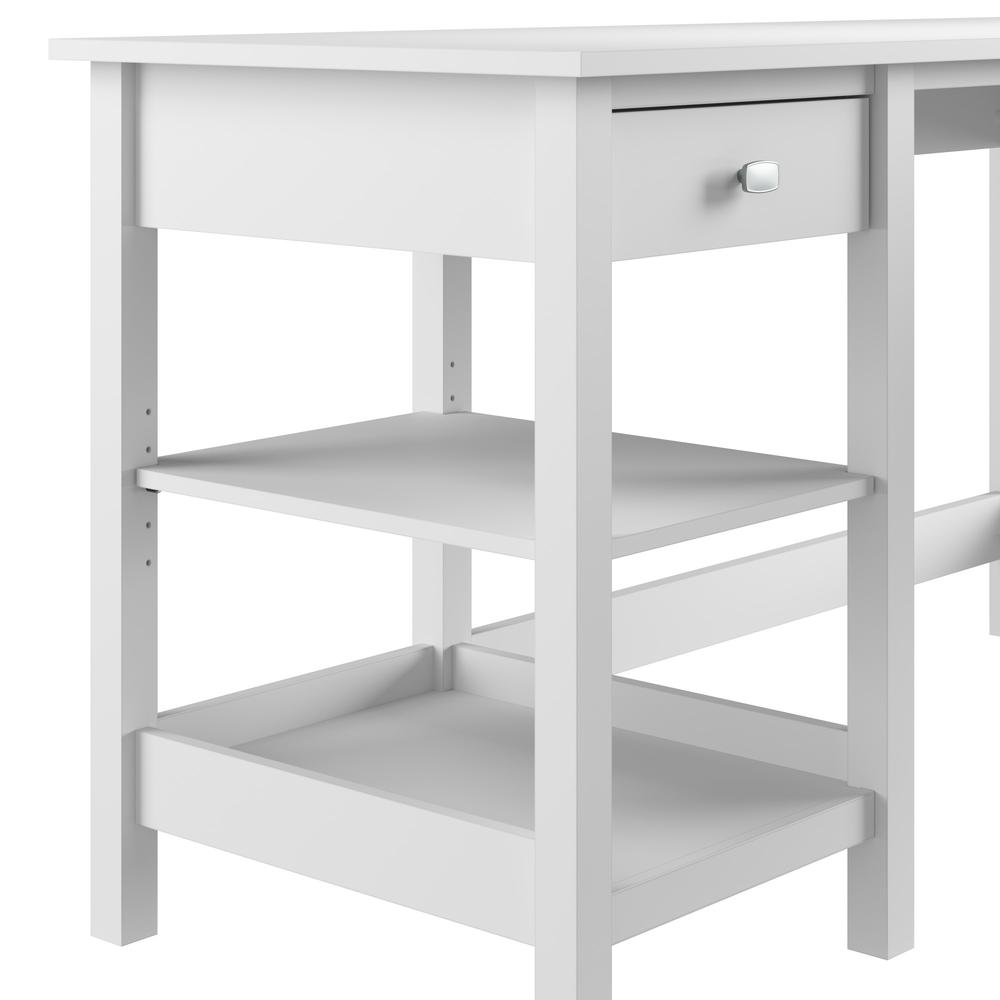 Broadview 54W Computer Desk with Shelves in Pure White. Picture 10