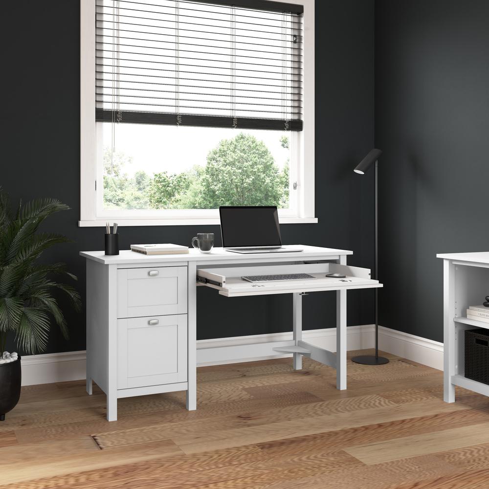 Broadview 54W Computer Desk with Drawers in Pure White. Picture 4
