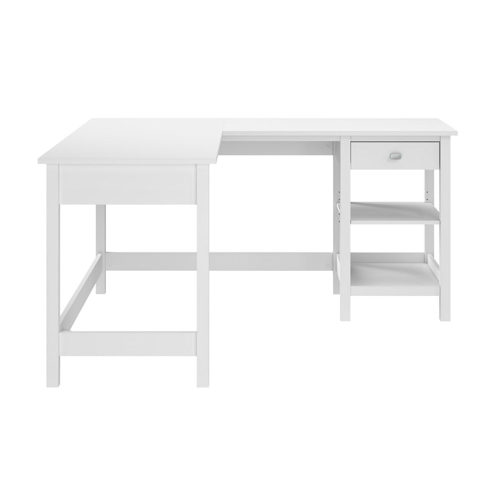 Broadview 60W L Shaped Computer Desk with Storage in Pure White. Picture 2